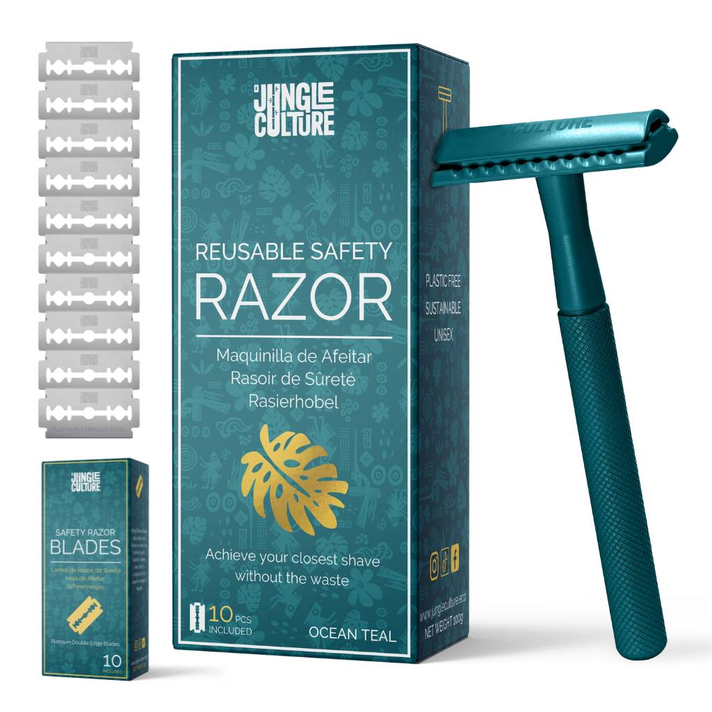 Teal Safety Razor — Includes 10 Blades